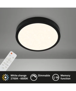 PLAFONIERA A LED RUNA - LED CCT NERO - D. 38 CM